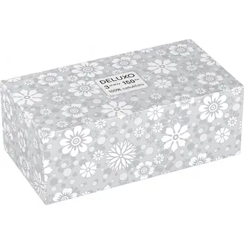 Papírový kapesník Kapesníčky Deluxo 150 ks 3vrstvé v krabičce, šedé květy