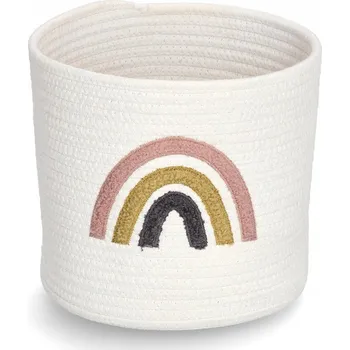 Úložný box Koš na ukládání Rainbow, bavlna, bílý, Ø 25 x 22 cm