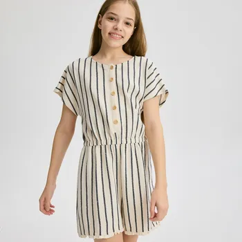 Dívčí šaty Reserved - Pruhovaný krátký overal - vícebarevná - 176EX-MLC - 176EX-MLC-116