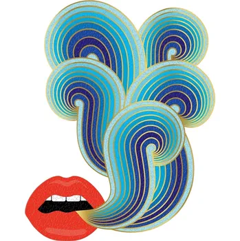 Puzzle GALISON tvarové metalické puzzle JONATHAN ADLER – rty (750 dílků)