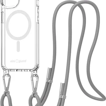 Pouzdro na mobilní telefon AlzaGuard Luxe Detach Lanyard Case Compatible with MagSafe for iPhone 14 šedý