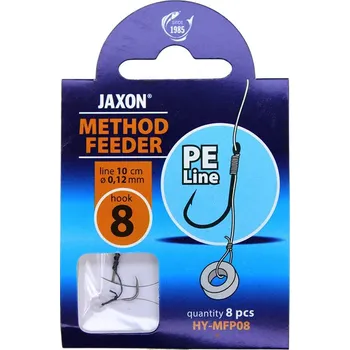 Rybářský háček Háčky na feeder Jaxon Method Feeder, s návazcem, s protihrotem, 8 ks