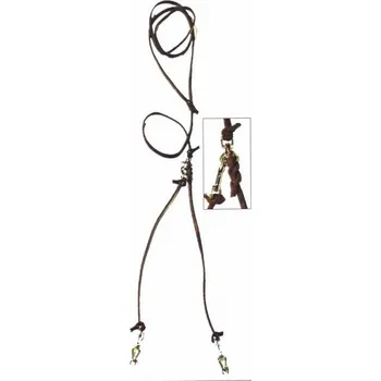 Vodítko pro psa Zubíček Vypouštěcí vodítko pro dva psy z kulaté kůže Barva: přírodní