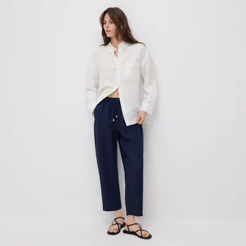 Reserved - Kalhoty jogger se lnem - tmavomodrá - 698AC-59X - 698AC-59X-XL