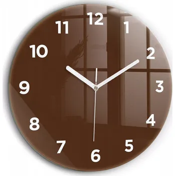 Hodiny Moderní skleněné hodiny s grafikou na zeď Hnědé bílé ručičky průměr 60 cm