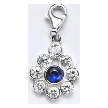 Přívěsek Stříbrný přívěsek kytka zirkony spinel , karabina - P1042 kar. (Stříbrná kytka se zirkony a s karabinou)