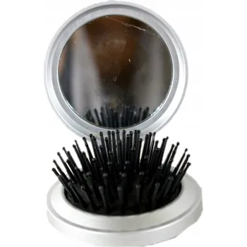 kartáč na vlasy Skládací plastový kartáč na vlasy, 14 cm, se zrcátkem.