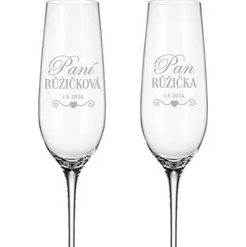 Sklenice Dekorant Svatební sklenice na šampaňské PAN A PANÍ LOVE 270 ml 2KS