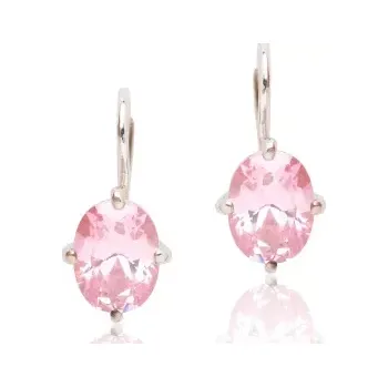 Náušnice Stříbrné náušnice pink zirkon - VE169 (Stříbrné náušnice s růžovým zirkonem)