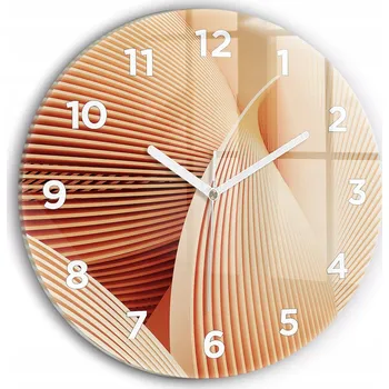 Hodiny Moderní skleněné foto hodiny na zeď Abstraktní vzor vlny kulatý průměr 30 cm