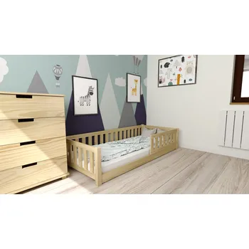 Dětská Montessori postel PINELO 90 x 200 cm, borovice Rošt: S lamelovým roštem, Matrace: Matrace Deluxe 10 cm