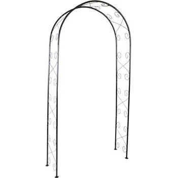 Zahradní dekorace Kovový oblouk pro pnutí růží s dekorativními prvky, ocel, černý, 225 cm