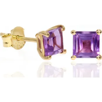 Náušnice Zlatnictví Helios Zlaté pecky s fialovým zirkonem