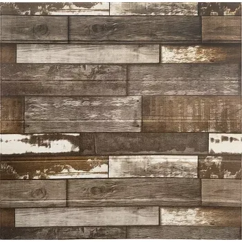 3D samolepící panel Dřevo Loft Hnědé (70 x 70 cm - 0,49 m2)