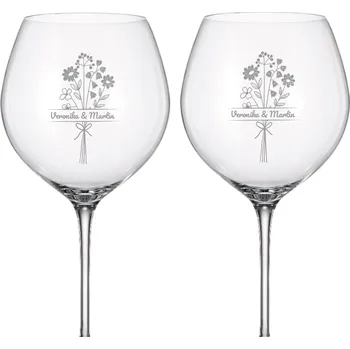 Sklenice Dekorant Svatební sklenice na červené víno LUČNÍ KVÍTÍ 750 ml 2KS