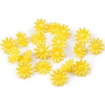 Knoflík Plastové knoflíky / korálky květ Ø15 mm 20 kusů - 1 žlutá