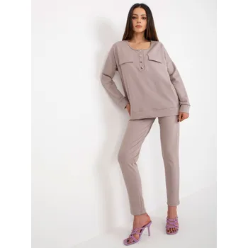 Béžový dvoudílný bavlněný komplet LK-