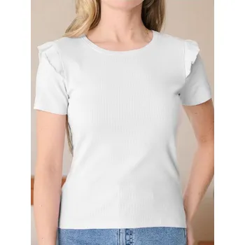 Dámské tričko Sinsay - Tričko z žebrovaného úpletu - bílá - 754BB-00X - 754BB-00X-XXS
