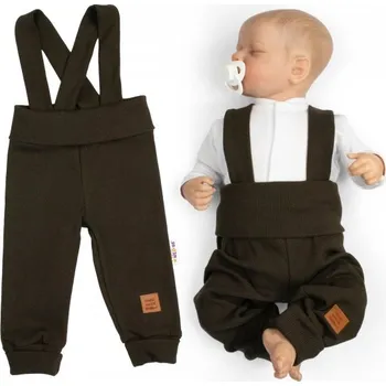 Rostoucí legíny se šlemi, žebrované s širokým pásem - čokoláda, hnědá, Velikost koj. oblečení 92/98 (18-36m)