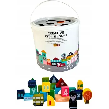 ostatní stavebnice DŘEVĚNÉ STAVEBNICE PRO DĚTI MĚSTO KE HRANÍ 100 DÍLKŮ