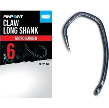 Rybářský háček 10ks - Háček Nash Claw Long Shank Velikost 8