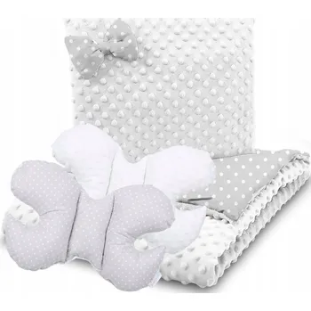 Dětská deka DEKA MINKY POLŠTÁŘ MOTÝLEK DO KOČÁRKU NOSÍTKO KOLÉBKY SADA 3V1 BABYMAM
