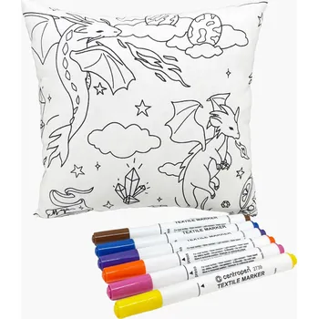 Polštář Vybarvovací polštářek 20 x 20 Vzor: dinosauři, Fixy: 6 barev, Dárkové balení: ano