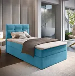 Čalouněná postel boxspring GLORIEN VELVET 90x200 cm modrá Matrace: Matrace Bonell pružinová
