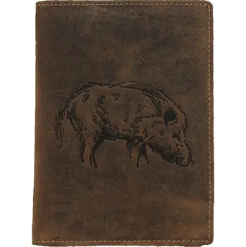 Obal na doklad AKAH Kožené pouzdro na doklady s reliéfem divočáka