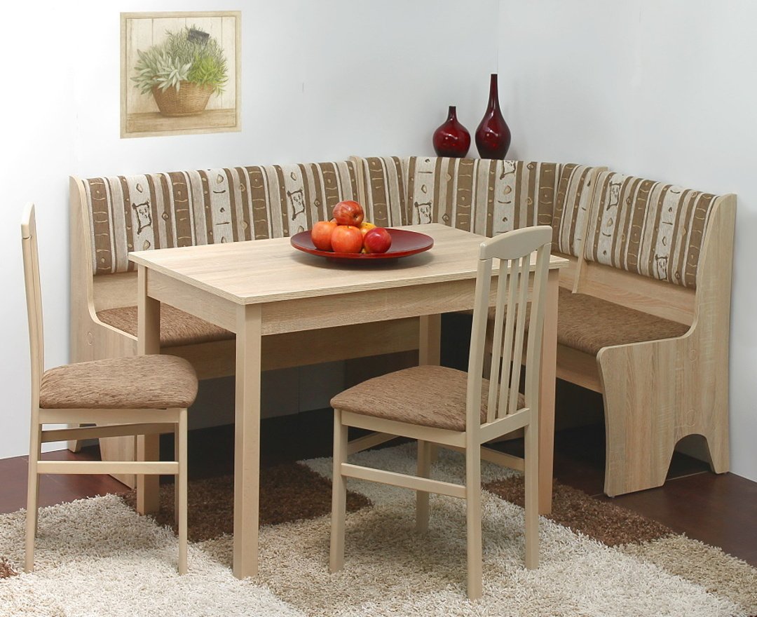 Jídelní set - komplet rohová lavice HALLE 165x125 cm + stůl MADRID a 2 ks židle RINGO, český výrobek