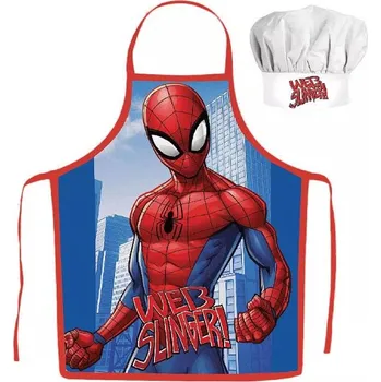 Kuchyňská zástěra Max-fashion KFT Dětská zástěra SPIDERMAN web slinger set s čepicí modrý