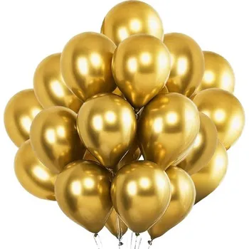 Balónek LATEXOVÉ BALÓNKY ZLATÉ CHROMOVÉ METALICKÉ 30 CM 50 KS SVATÉ PŘIJÍMÁNÍ IHS SVATEBNÍ HOSTINA