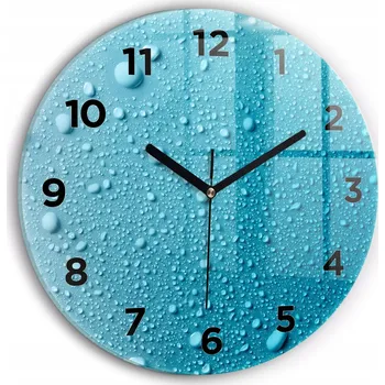Hodiny Nástěnné Čtvercové Skleněné Hodiny S Potiskem Kapky vody na skle průměr 30 cm