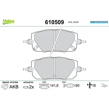 Brzdová destička Sada brzdových destiček, kotoučová brzda VALEO 610509