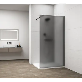 POLYSAN ESCA BLACK MATT jednodílná sprchová zástěna k instalaci ke stěně, kouřové matné sklo, 1500 mm (ES1415-02)
