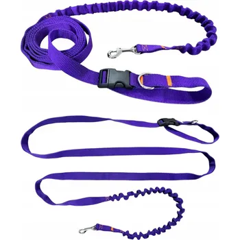 Vodítko pro psa Vodítko pro psa s amortizérem 280 cm FIALOVÉ Nastavitelné Sportovní Bederní pás