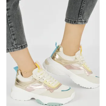 Dámské tenisky Sportovní dámské boty na hrubé podrážce s metalickými detaily BL377GO Velikost: 41