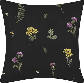 Povlečení DARRÉ Bavlněný povlak na polštář Vůně venkova - černý Velikost: 70 x 90