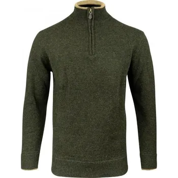 Pánský svetr JACK PYKE Svetr ASHCOMBE se zipem jehněčí vlna DARK OLIVE Velikost: M