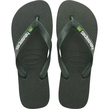 Pánská móda Havaianas Brasil Logo Flip Flops Olive Green 8 (42)