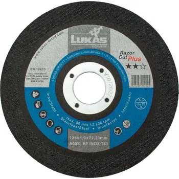 Řezný kotouč Kotouč řezný, 125 x 1,0mm, A60X-BF INOX, LUKAS Razor Cut Plus