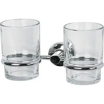 Držák na kartáček Spirella nástěnný držák na dvě skleničky ATLANTIC, chromovaná ocel