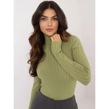Dámský svetr Khaki dámská žebrovaný rolák PM-SW-1087.09-khaki Velikost: M/L