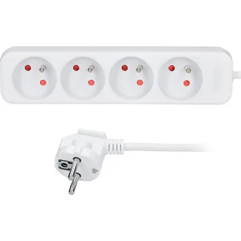 Napájecí kabel PP22 Prodlužovací přívod 4 zásuvky, 3m, 3 x 1mm2, bílý, Solight