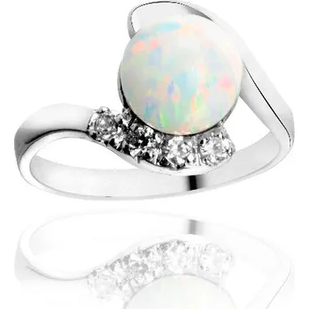Prsten Anité -prsten s australským opálem a čirými zirkony, Materiál: Růžové zlato, ryzost 585/1000