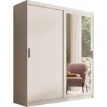 Šatní skříň s posuvnými dveřmi a zrcadlem Hailey 180 Bílá+Bílá