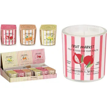 Svíčka Svíčka ve skle 45x45x52mm vonná v dárkové krabičce, design mix ovoce, barevná