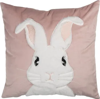 Povlak na polštářek Růžový sametový povlak na polštář s hlavou králíka - 45*45cm