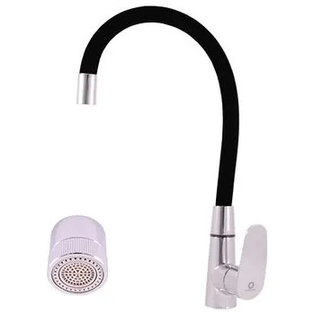 Vodovodní baterie AMUR - Dřezová baterie s flexibilním ramínkem, Chrom/Černá AM719.0/11C, RAV Slezák Barva: chrom/černá, Rozměr: 1/2"