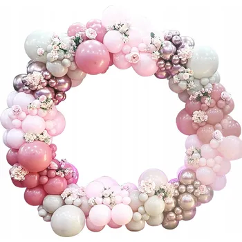 Party dekorace BALÓNKOVÁ GIRLANDA PRO HOLČIČKU K 1. NAROZENINÁM, KŘTU, RŮŽOVÁ, 18. NAROZENINÁM, 163 KS BALÓNKY XXL